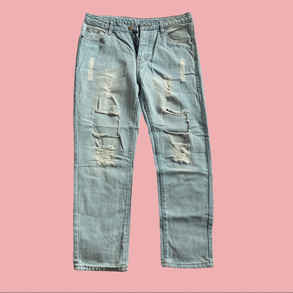 SHEIN Ripped Straight Leg Jeans - Picture 1 of 3